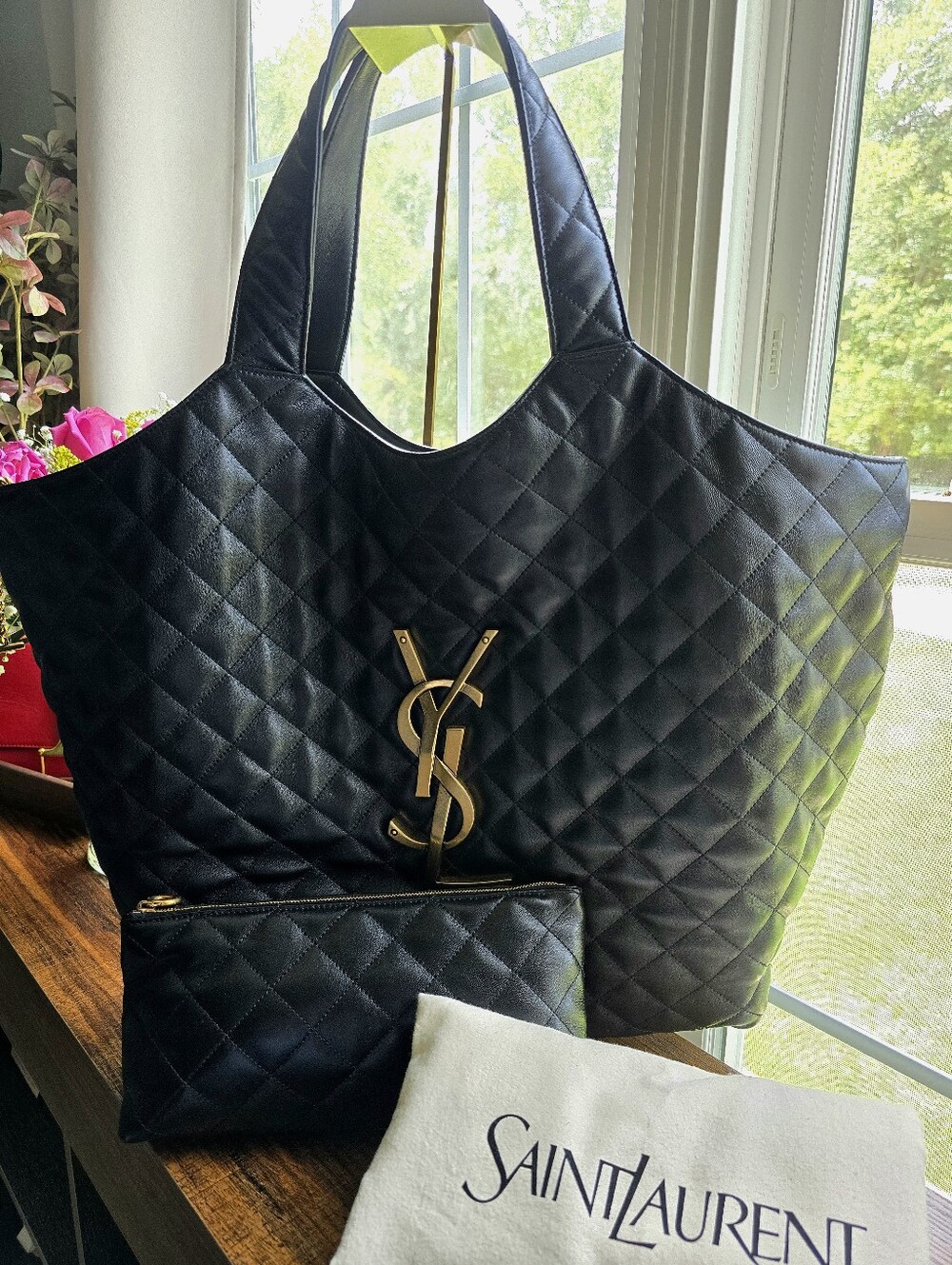 Saint Laurent Quilted Lambskin Maxi Icare Shopping Bag
